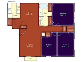 3 beds, 1 bath, 1,037 sqft, $1,629