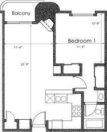 1 bed, 1 bath, 636 sqft, $2,640