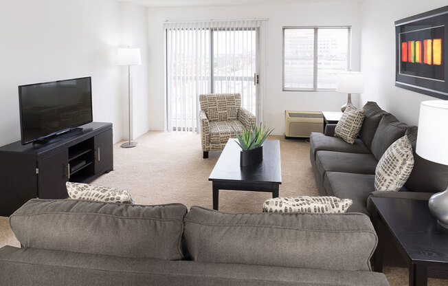Ample room for furniture in our living rooms. Select homes also offer private balconies