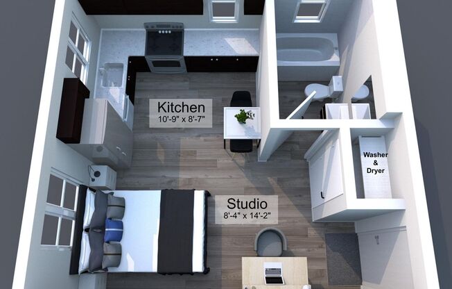Studio, 1 bath, 285 sqft, $999, Unit 15