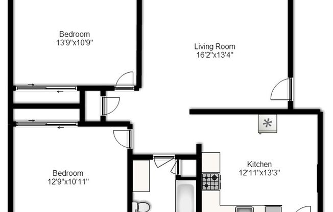 2 beds, 1 bath, 903 sqft, $1,170, Unit K-12