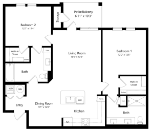 2 beds, 2 baths, 1,150 sqft, $2,575