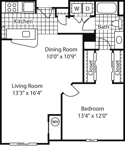 1 bed, 1 bath, 843 sqft, $1,987, Unit 1345