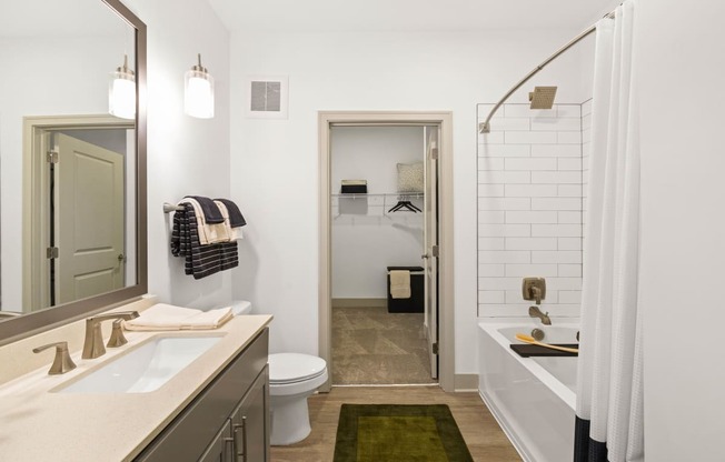 a bathroom with a sink and a toilet and a shower