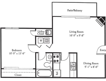 1 bed, 1 bath, 728 sqft, $830