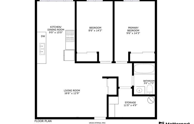 2 beds, 1 bath, 810 sqft, $1,299, Unit 91