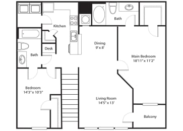 2 beds, 2 baths, 1,266 sqft, $1,295