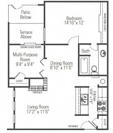 1 bed, 1 bath, 837 sqft, $849