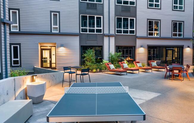 Our outdoor courtyard with ping pong is the perfect spot to connect, have fun, and enjoy the fresh air.