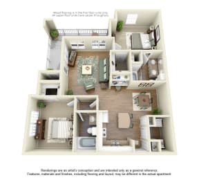 2 beds, 2 baths, 1,172 sqft, $1,743