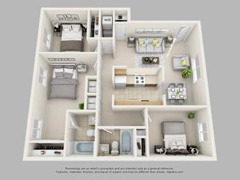 3 beds, 2 baths, 1,080 sqft, $1,250