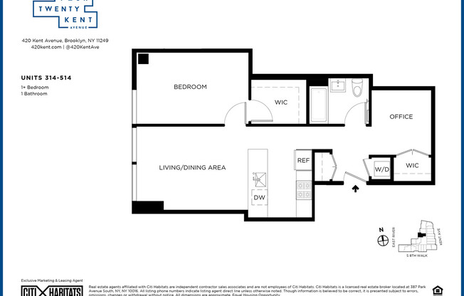 1 bed, 1 bath, $5,700, Unit 314