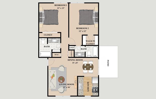 2 beds, 2 baths, 980 sqft, $1,365, Unit 2201