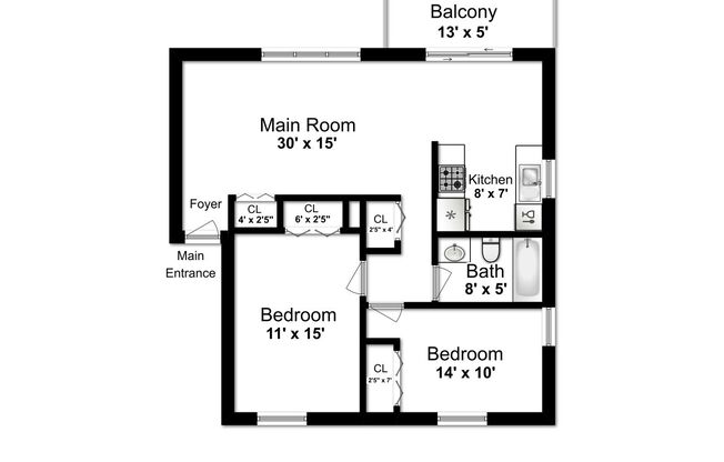 2 beds, 1 bath, 900 sqft, $1,200, Unit 49