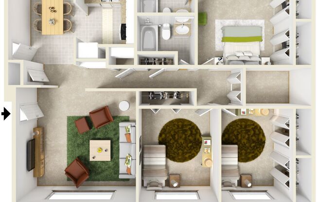 3 beds, 2 baths, 1,330 sqft, $1,950, Unit 75603b
