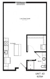 Studio, 1 bath, 548 sqft, $1,050