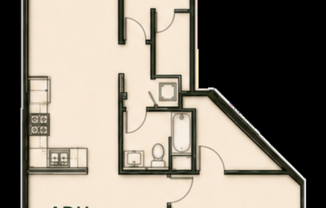 1 bed, 1 bath, 611 sqft, $2,925, Unit 101