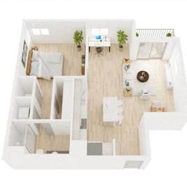 1 bed, 1 bath, 843 sqft, $2,077