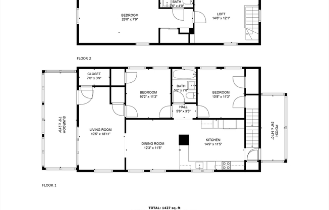 3 beds, 1.5 baths, 1,427 sqft, $2,900, Unit 2