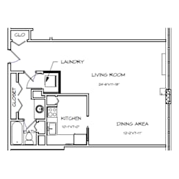 Studio, 1 bath, 600 sqft, $1,717