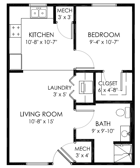 1 bed, 1 bath, 525 sqft, $600