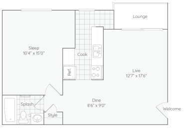 1 bed, 1 bath, 575 sqft, $1,725