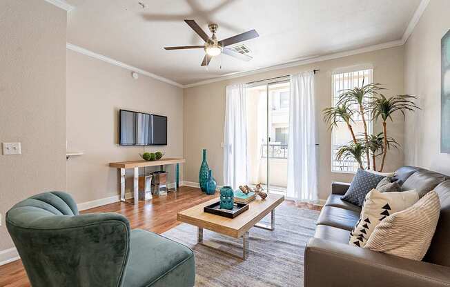 Living Room With TV at Palazzo Townhomes, Phoenix, 85008  