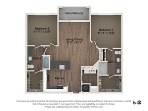 2 beds, 2 baths, 1,144 sqft, $1,999