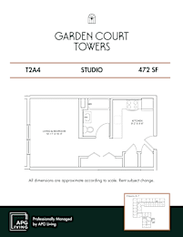 Studio, 1 bath, 472 sqft, $1,695