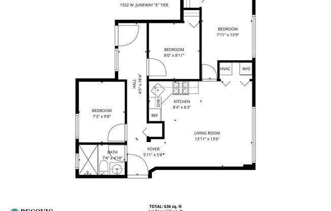 3 beds, 1 bath, 609 sqft, $2,150, Unit 1552-1E