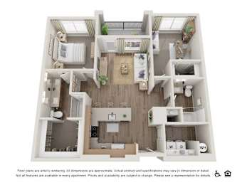 2 beds, 2 baths, 1,102 sqft, $1,699