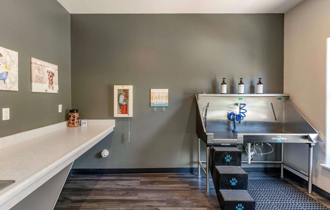 Pet washing station at Forest Hills in Eugene, Oregon