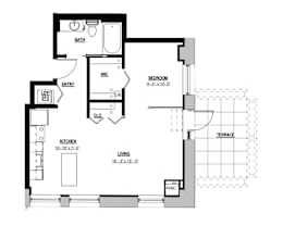 1 bed, 1 bath, 665 sqft, $1,545