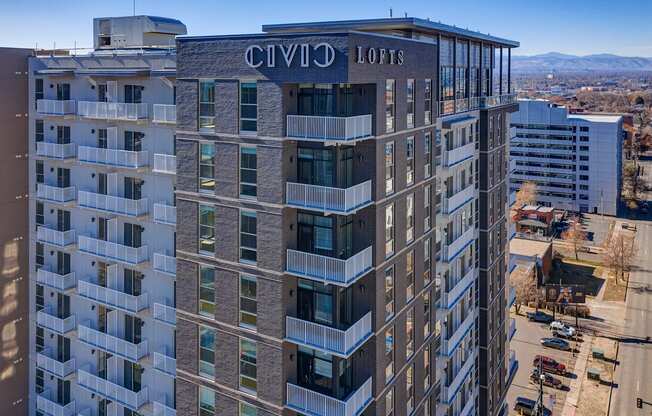 Exterior view of Civic Lofts Apartment Building