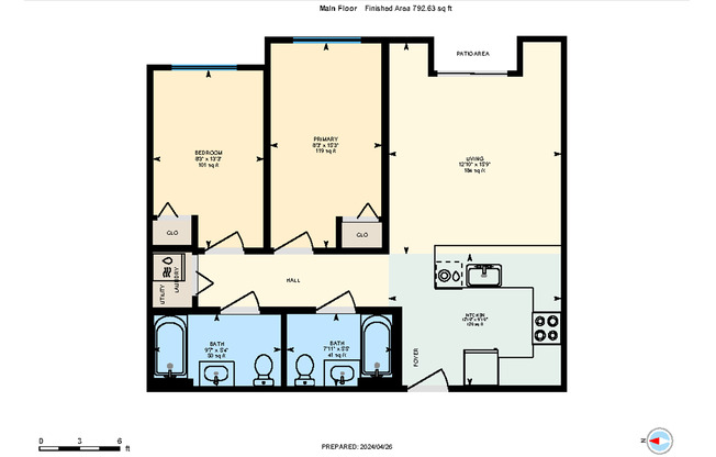 2 beds, 2 baths, 792 sqft, $1,895, Unit 106