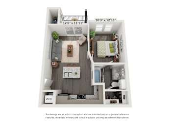 1 bed, 1 bath, 545 sqft, $1,245