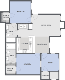 2 beds, 2 baths, 965 sqft, $1,403