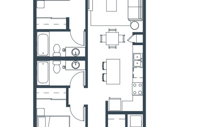 2 beds, 2 baths, 876 sqft, $3,465, Unit 505