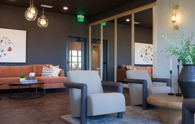 Cozy seating and mood lighting for intimate conversation or drinks at Novel Cary