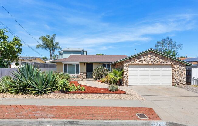 One level single family home in Clairemont Mesa