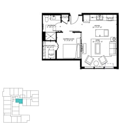 1 bed, 1 bath, 552 sqft, $1,366