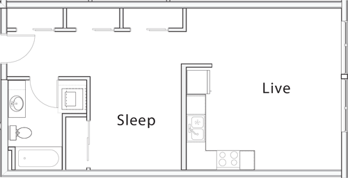 Studio, 1 bath, 619 sqft, $1,980, Unit 603