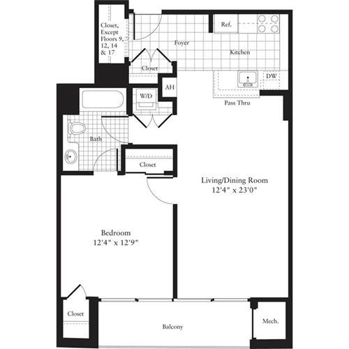 1 bed, 1 bath, 701 sqft, $2,733, Unit 1608