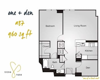 1 bed, 1 bath, 960 sqft, $2,321