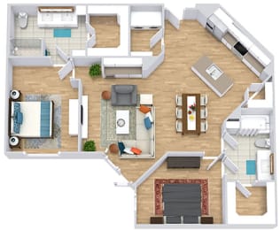 2 beds, 2 baths, 1,299 sqft, $2,344