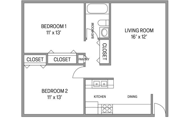 2 beds, 1 bath, 800 sqft, $1,185, Unit 200