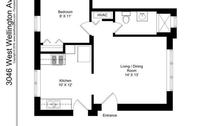 1 bed, 1 bath, 569 sqft, $1,595, Unit 3046-2