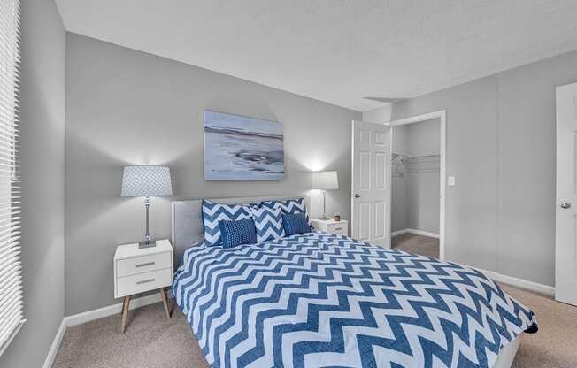 Spacious Bedroom With Comfortable Bed at Shillito Park Apartments, Lexington, KY