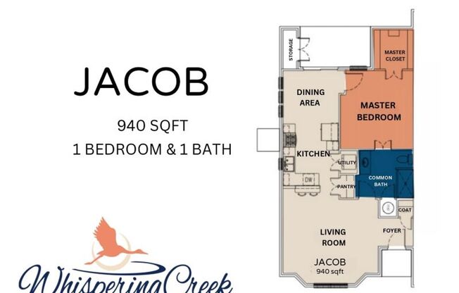 1 bed, 1 bath, 940 sqft, $1,695, Unit Jacob