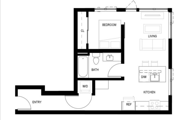 1 bed, 1 bath, 562 sqft, $2,957